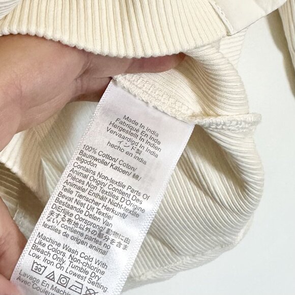 NWT Madewell Vintage Ivory Garment-Dyed Ribbed Cardigan Tee - Size: Extra Small - Picture 5 of 13